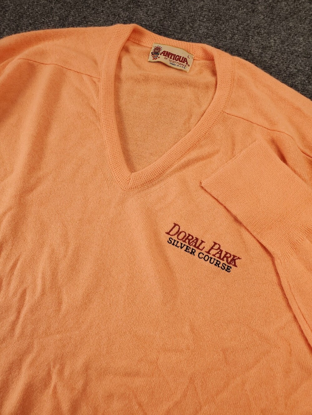 Vintage 70s 80s Doral Park Miami Golf Sweater Mens Large V Neck Retro Antigua